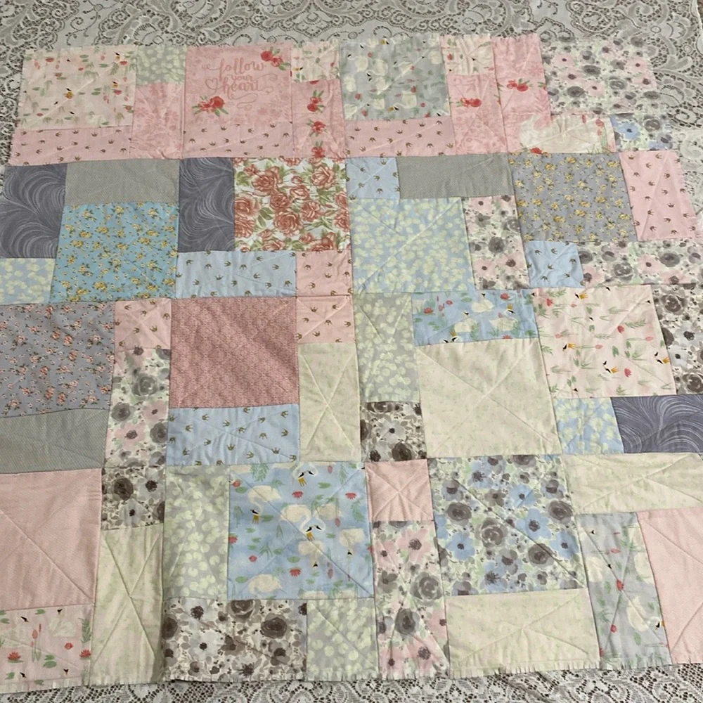 Brand New Baby Quilt with Girly Princess Motifs